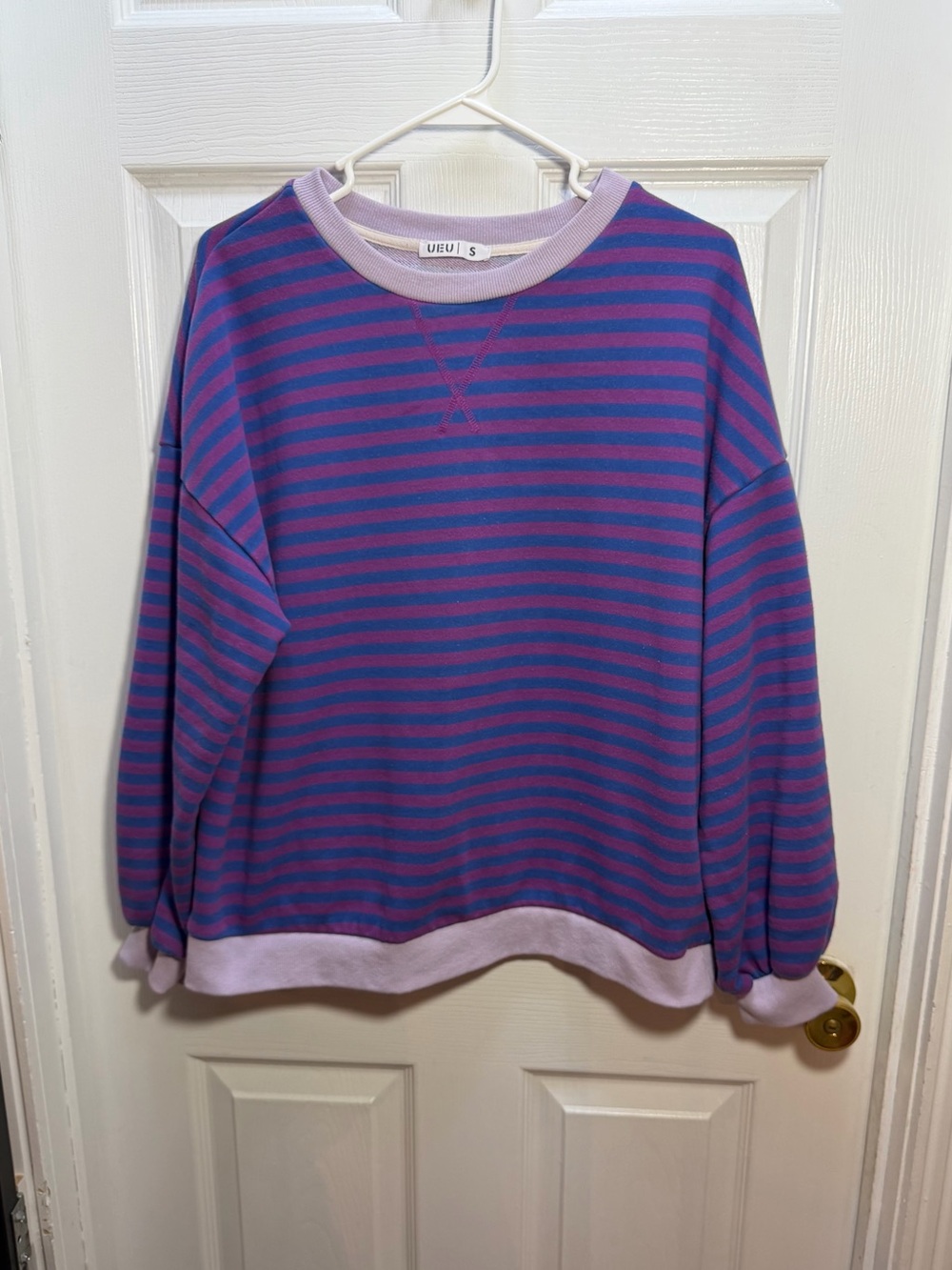 UEU Trendy Striped Crewneck Sweatshirt - Purple & Blue